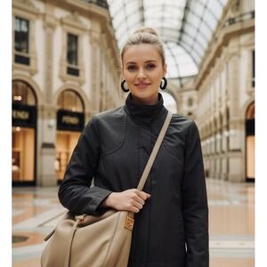 Stefanel Womens Black Minimalist Lightweight Utility Jacket Size M